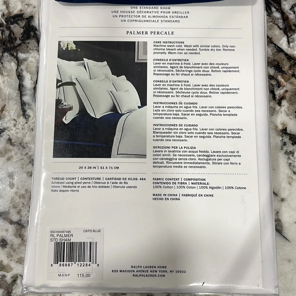 Ralph Lauren Palmer standard sham oxfd blue - Picture 4 of 4